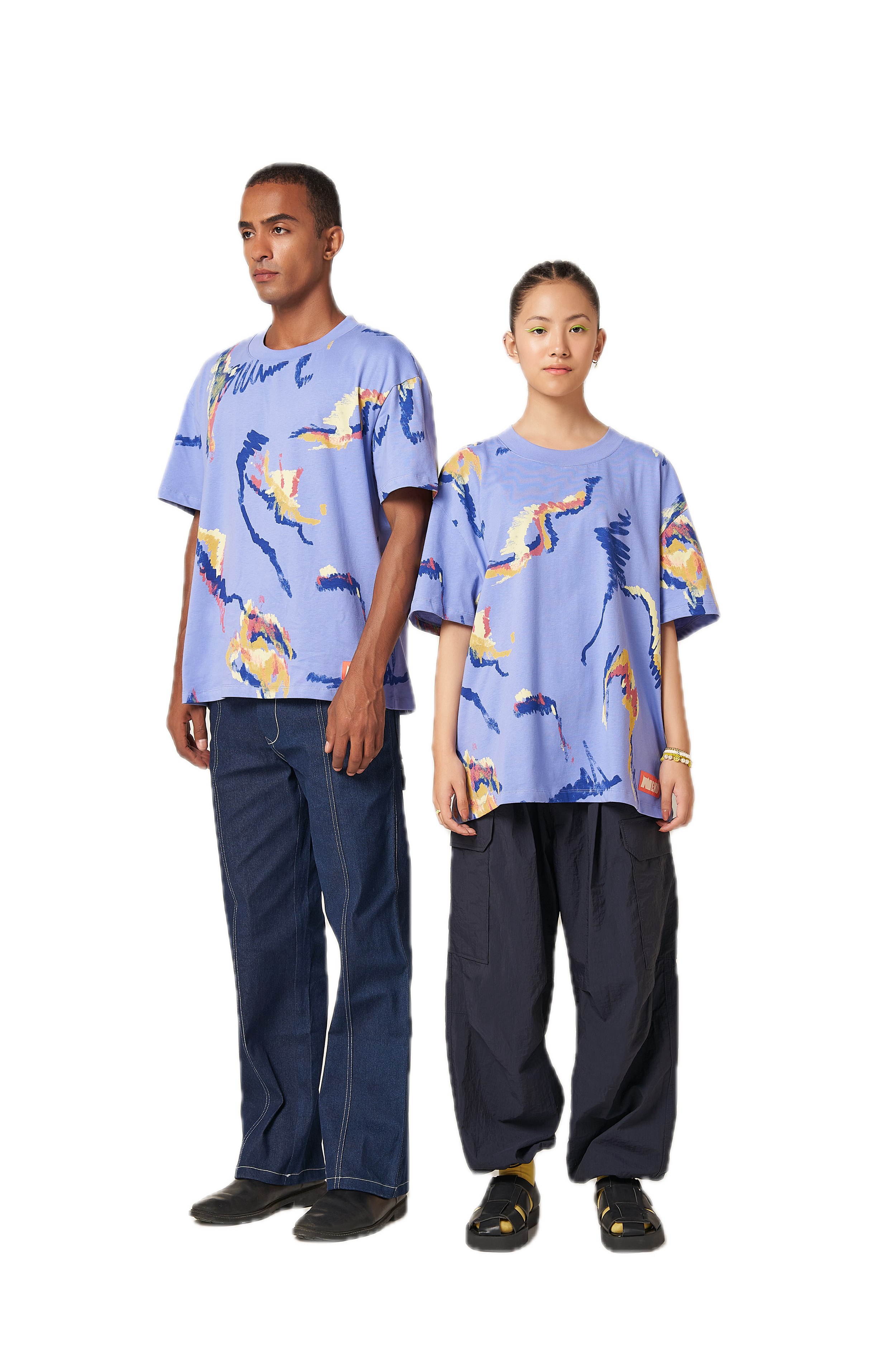 Multi Scribble T‐Shirt-BLUE