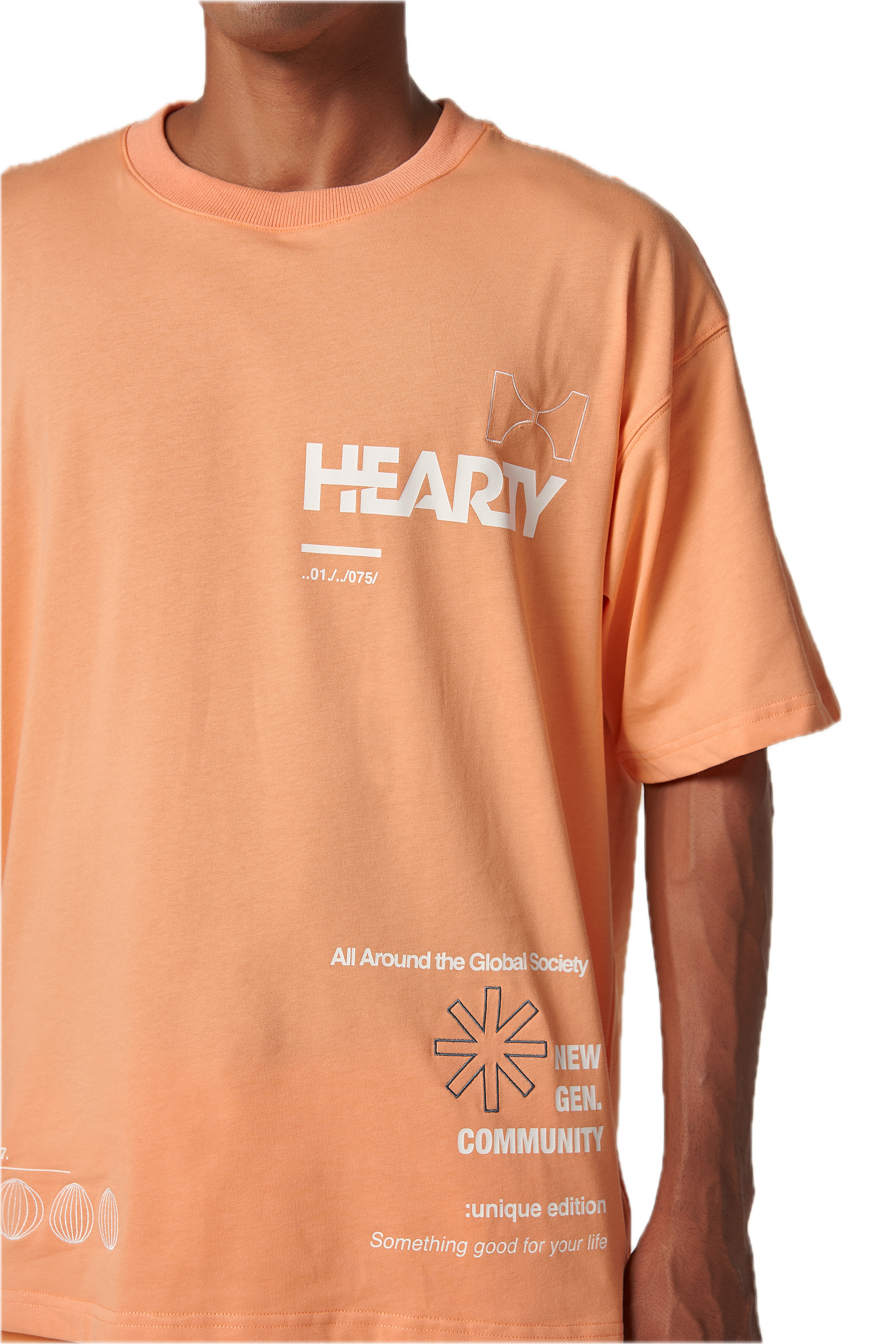 HEARTY GLOBAL COMMUNITY T-SHIRT - SOFT ORANGE (UNISEX)