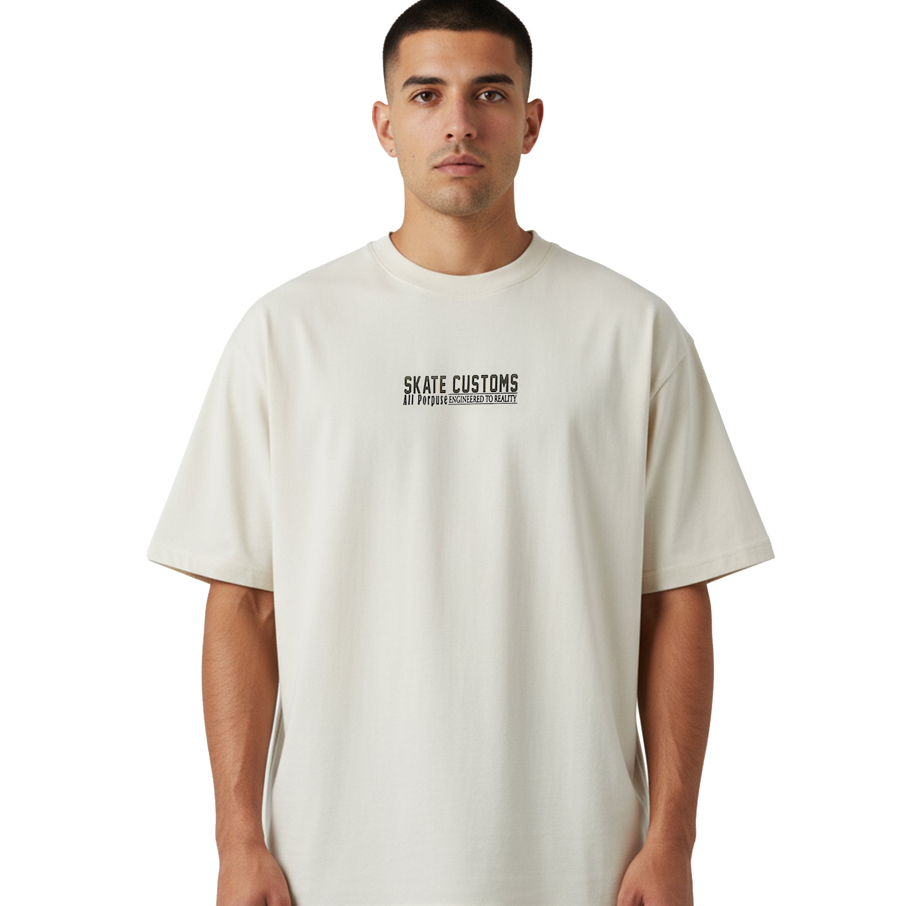SKATE CUSTOMS T-SHIRT - CREAM