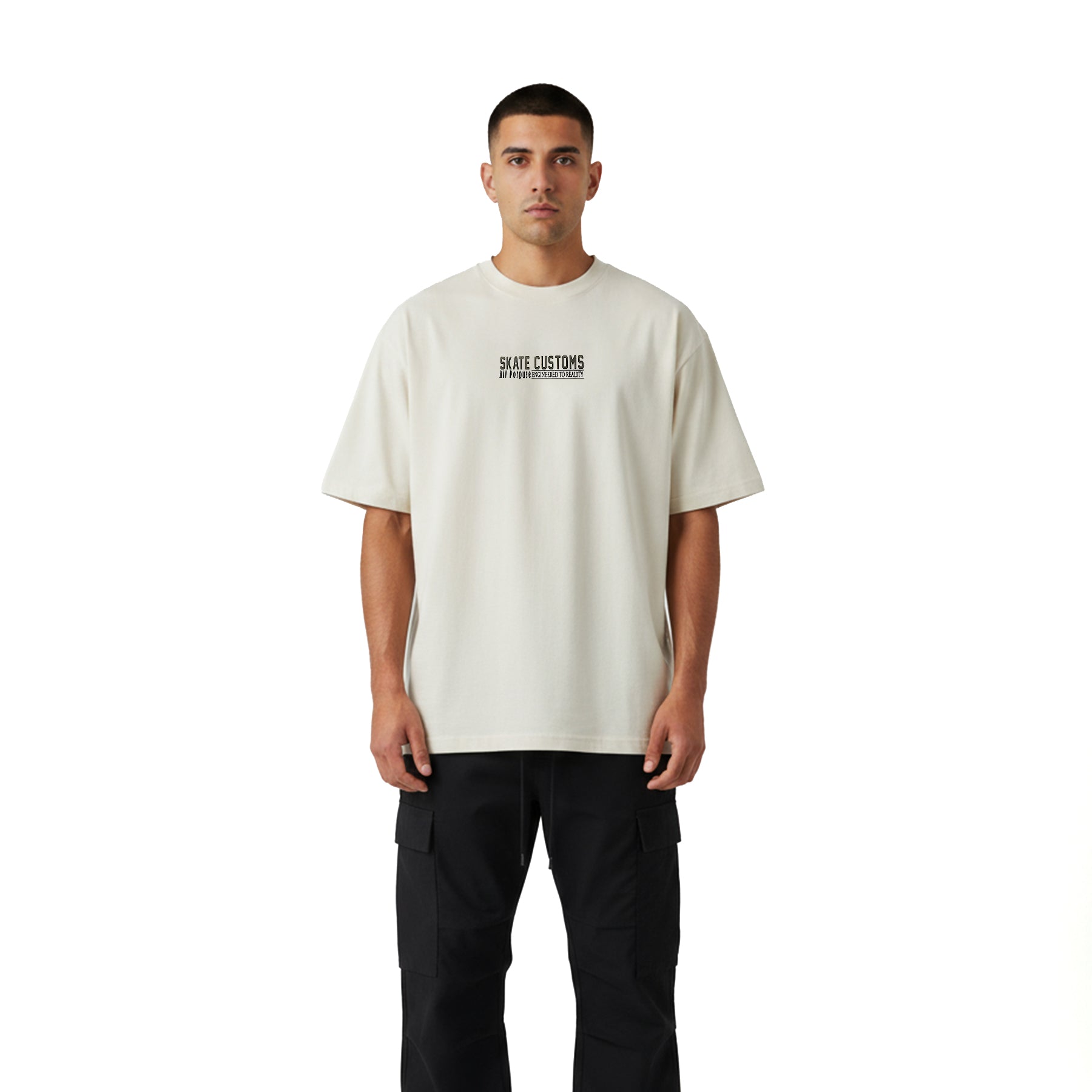 SKATE CUSTOMS T-SHIRT - CREAM