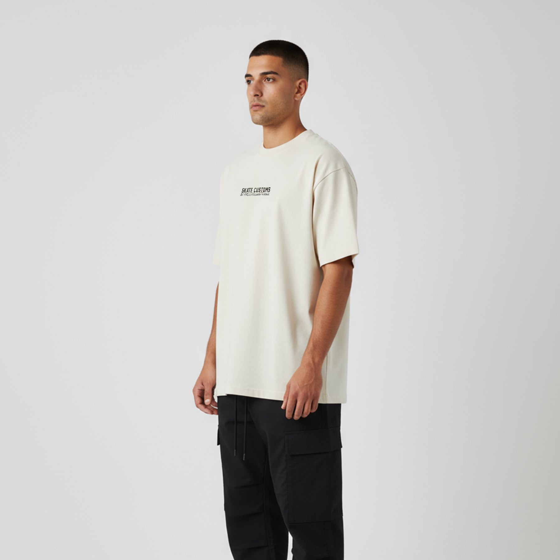 SKATE CUSTOMS T-SHIRT - CREAM