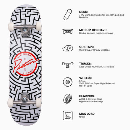 MAZE I 8.0 COMPLETE SKATEBOARD