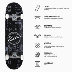DIAGRAM I 8.0 COMPLETE SKATEBOARD
