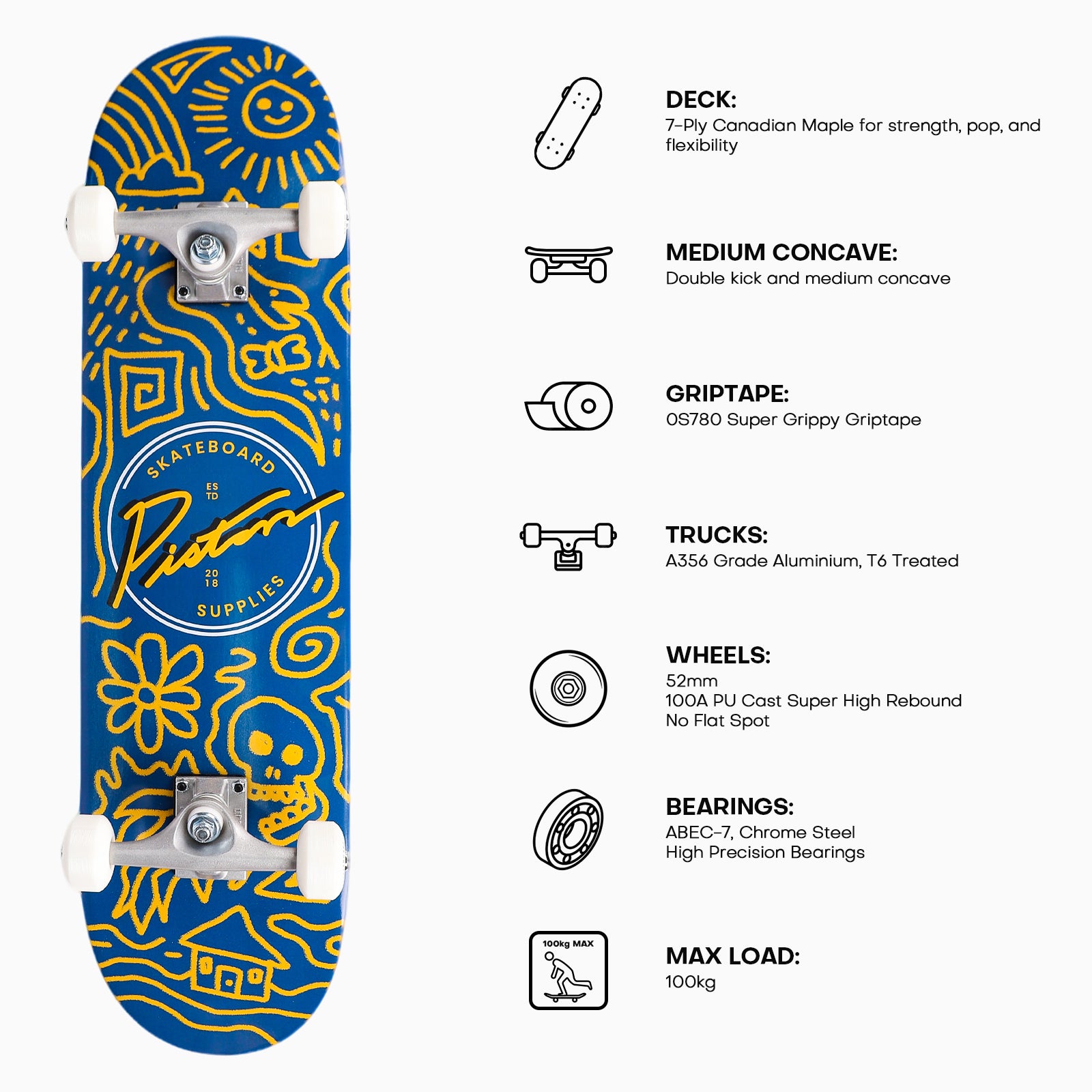 DOODLE I 8.0 COMPLETE SKATEBOARD