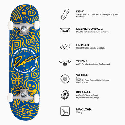 DOODLE I 8.0 COMPLETE SKATEBOARD