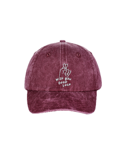 BASEBALL HAT WISH YOU GOOD LUCK- RED WASHED