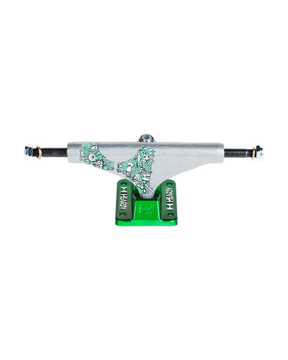 Hearty Skateboard Trucks- TorvX SERIES-  Raw/Metallic Green