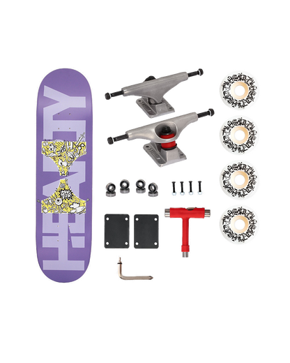 Hearty Pro-Complete Skateboard Pack- Unassembled- 8.0" -Purple Dipped
