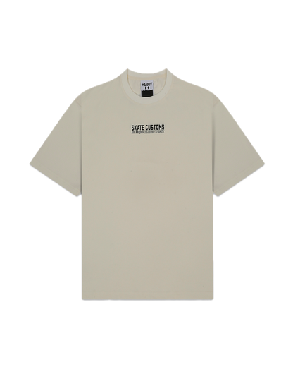 HEARTY SKATE CUSTOMS T-SHIRT - CREAM (UNISEX)