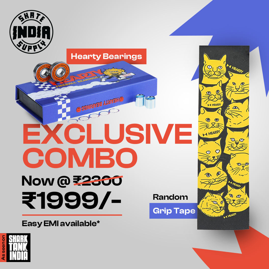 Skate Supply India ( Combo ) Random Hearty Griptape & Hearty Firewall Bearings ABEC-7