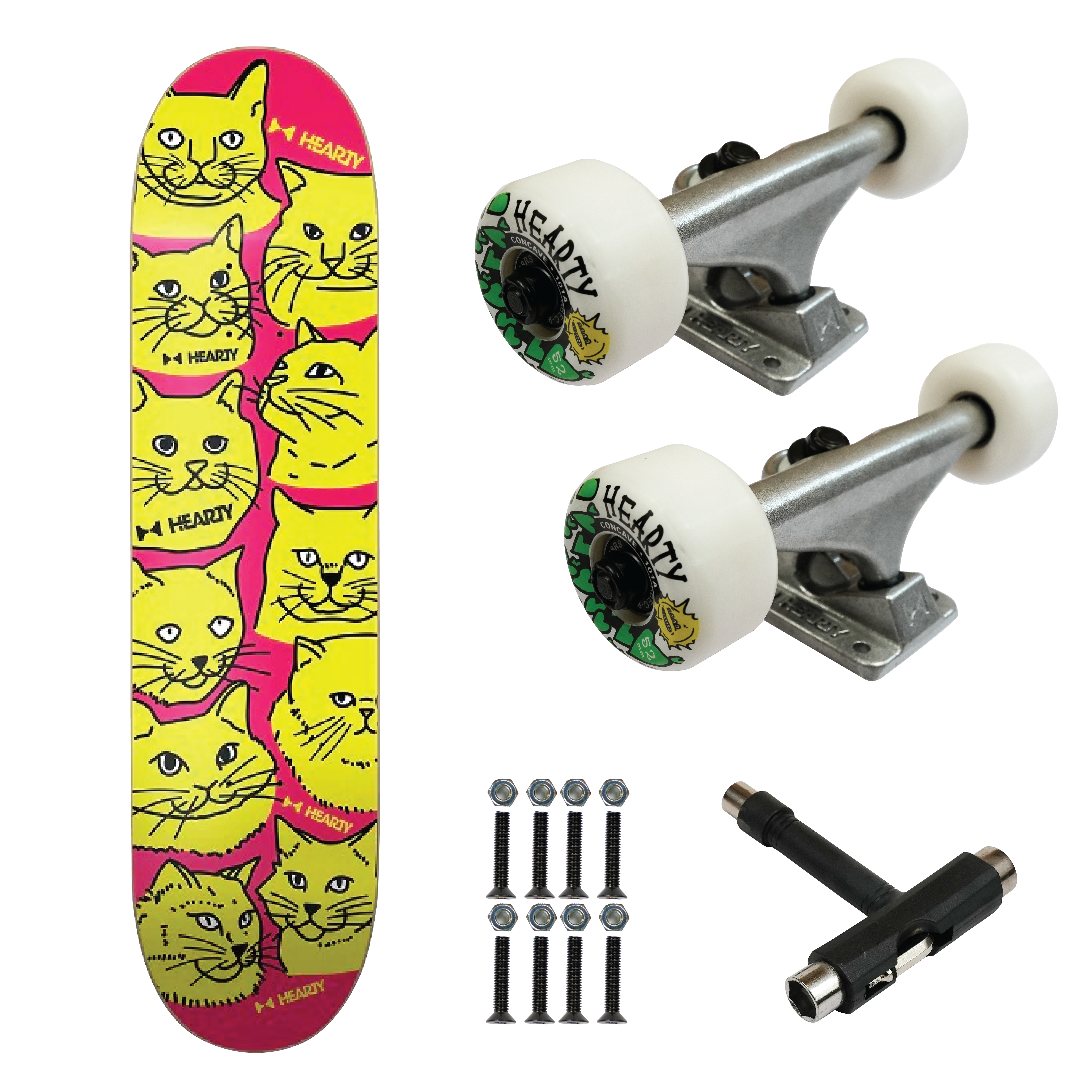 Hearty Pro-Complete Skateboard Pack- Unassembled- 8.0" -Cat