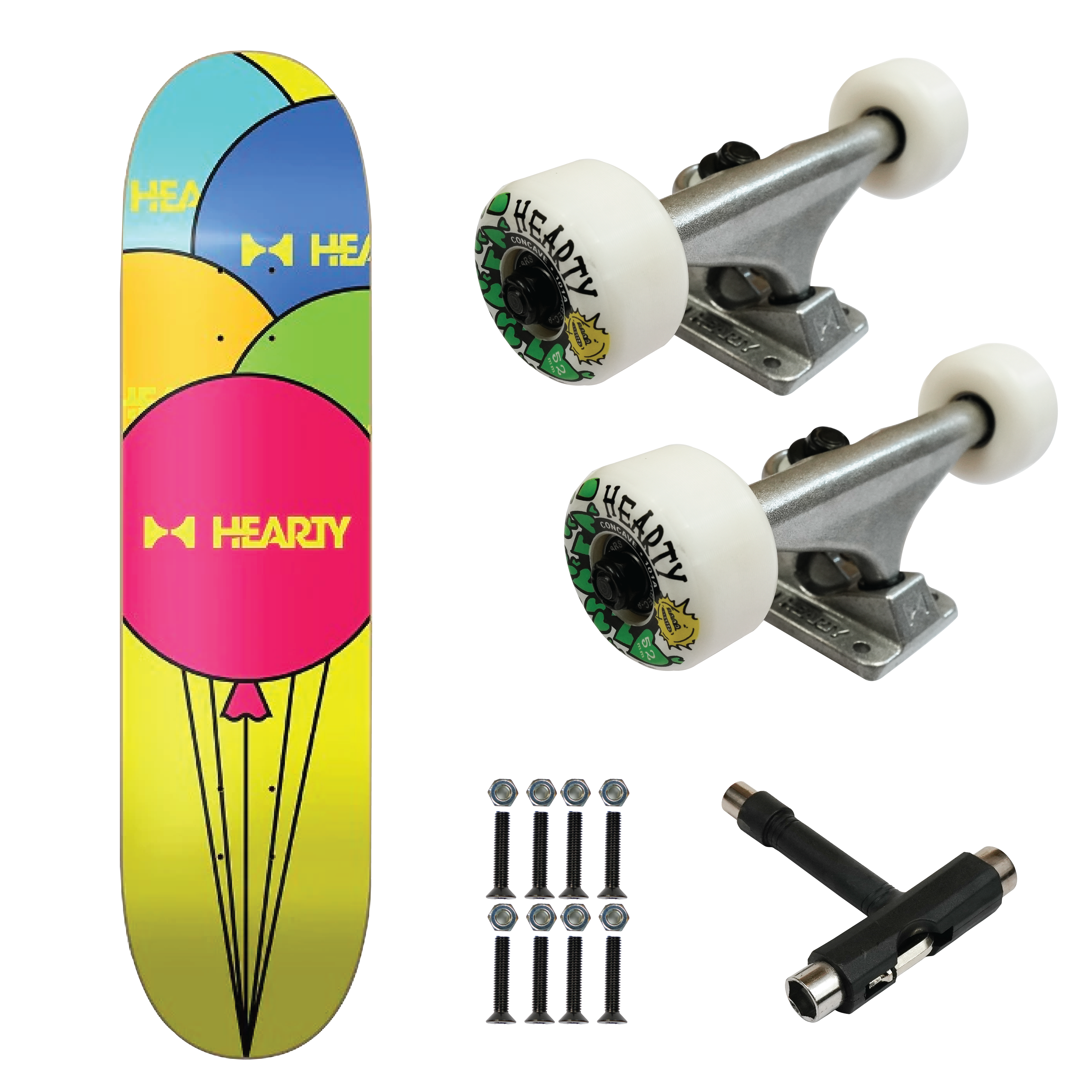 Hearty Pro-Complete Skateboard Pack- Unassembled- 8.0" -Balloons
