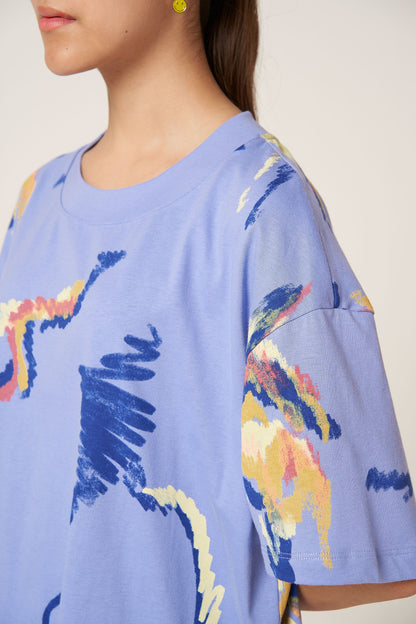 MULTI SCRIBBLE T-SHIRT - PURPLE