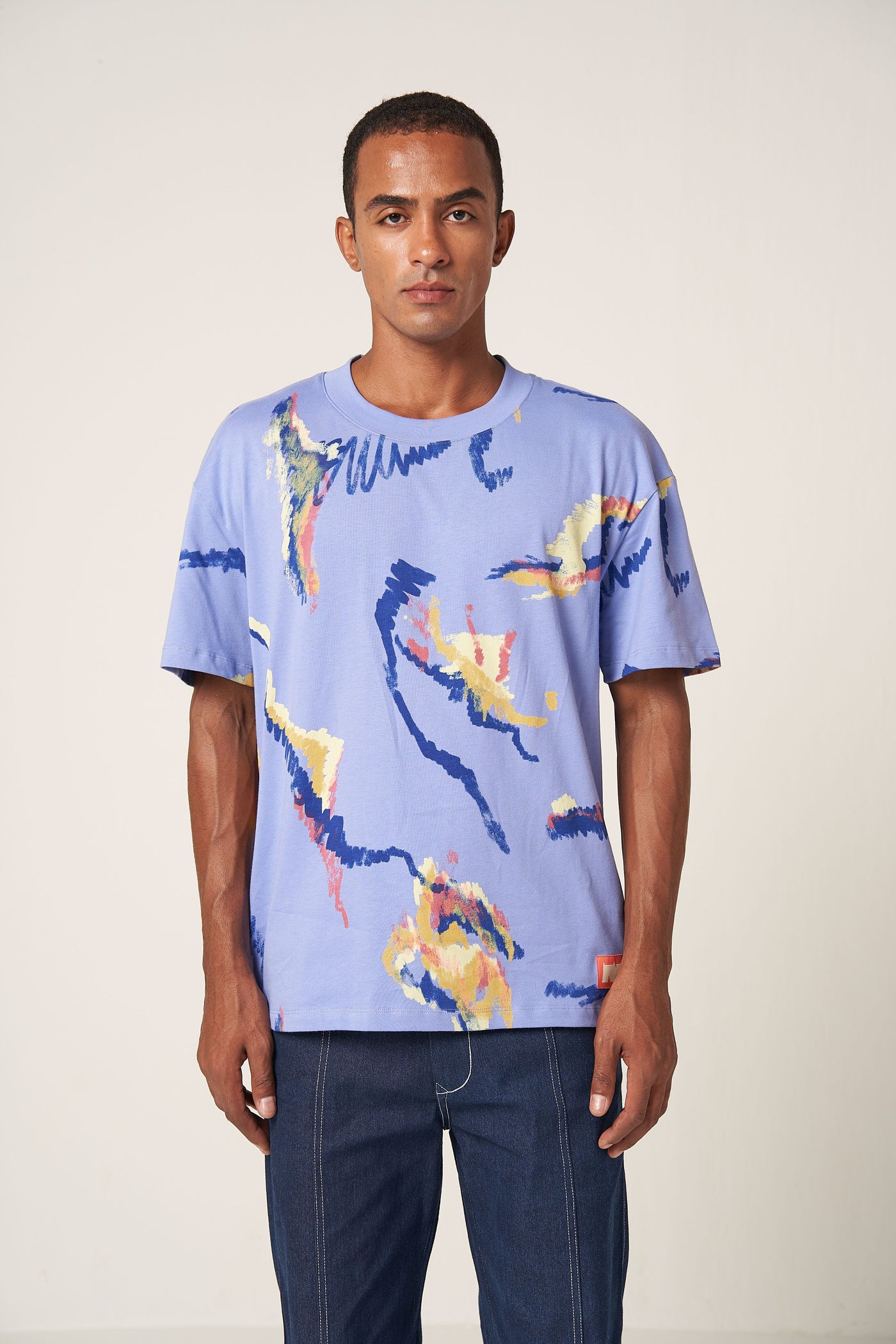 MULTI SCRIBBLE T-SHIRT - PURPLE