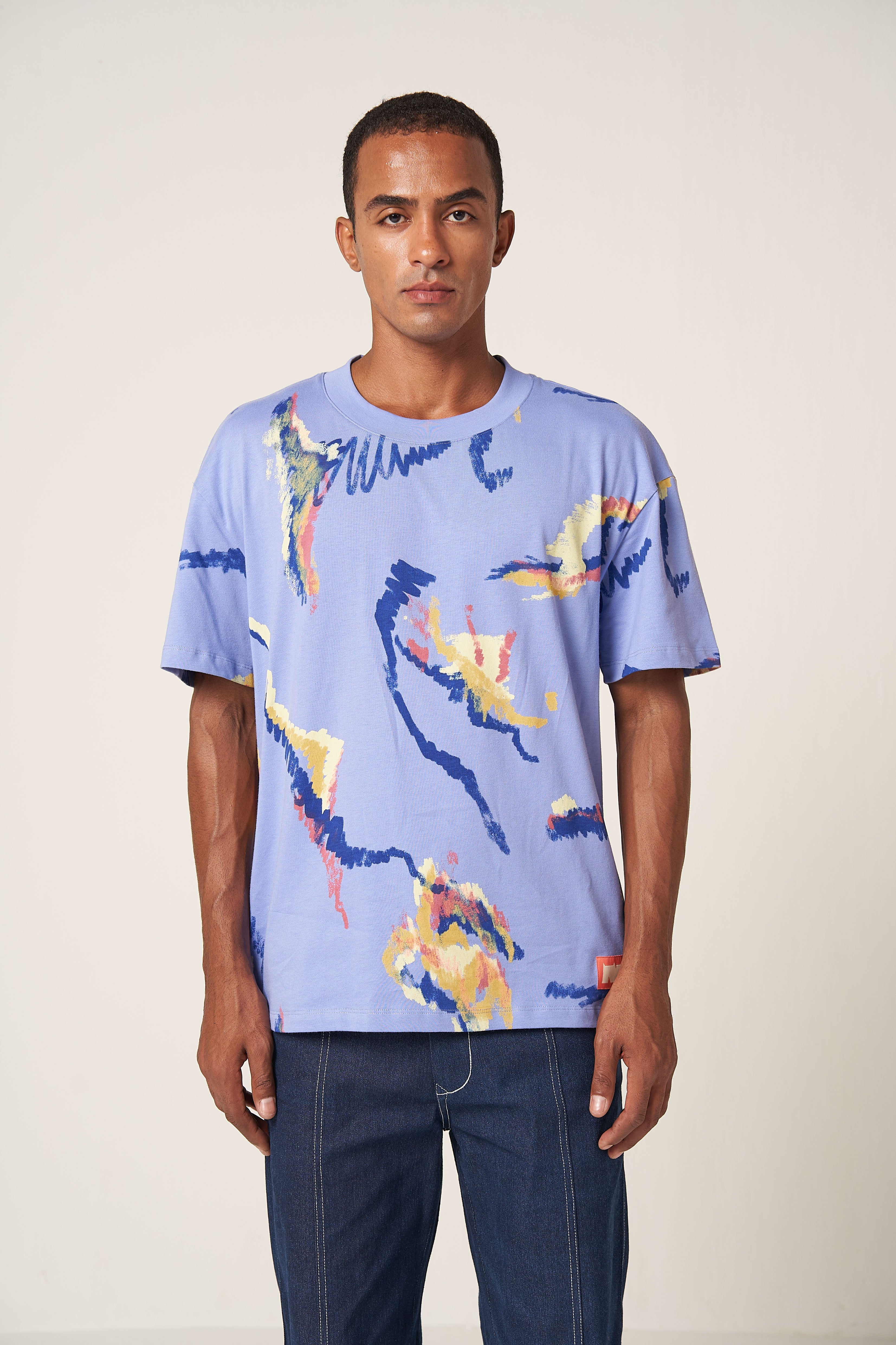 MULTI SCRIBBLE T-SHIRT - PURPLE
