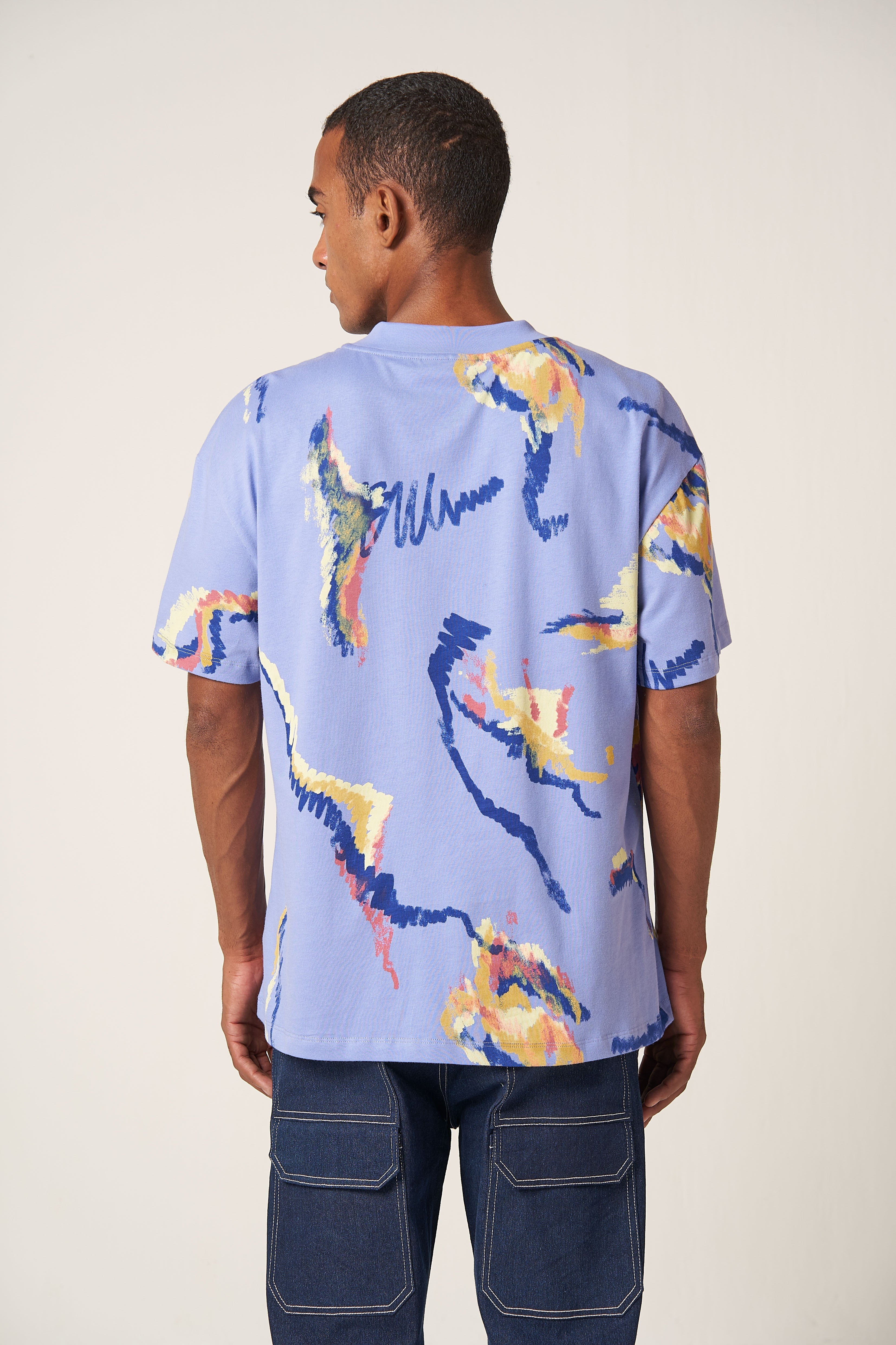 MULTI SCRIBBLE T-SHIRT - PURPLE